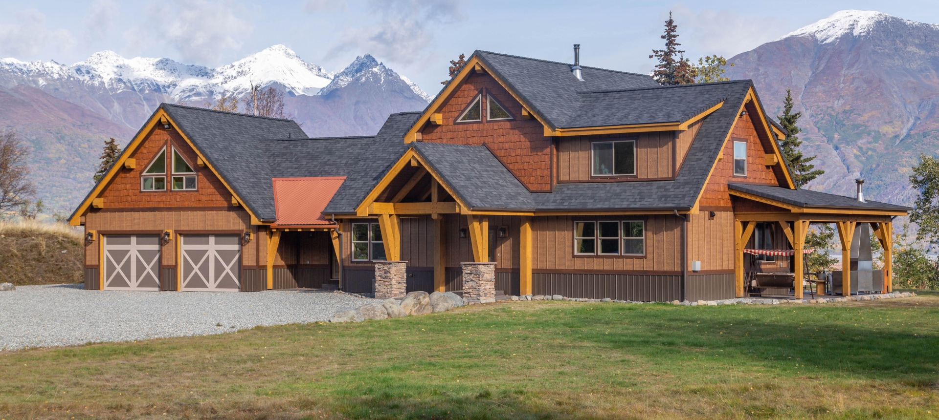 Exterior of rustic craftsman home in Palmer