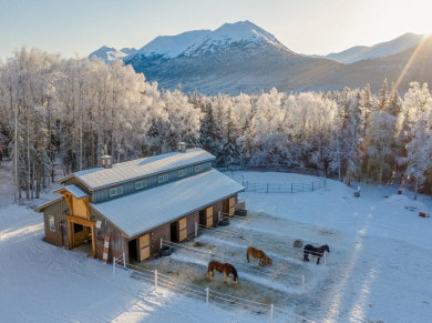 Rustic barn exterior in Eagle River