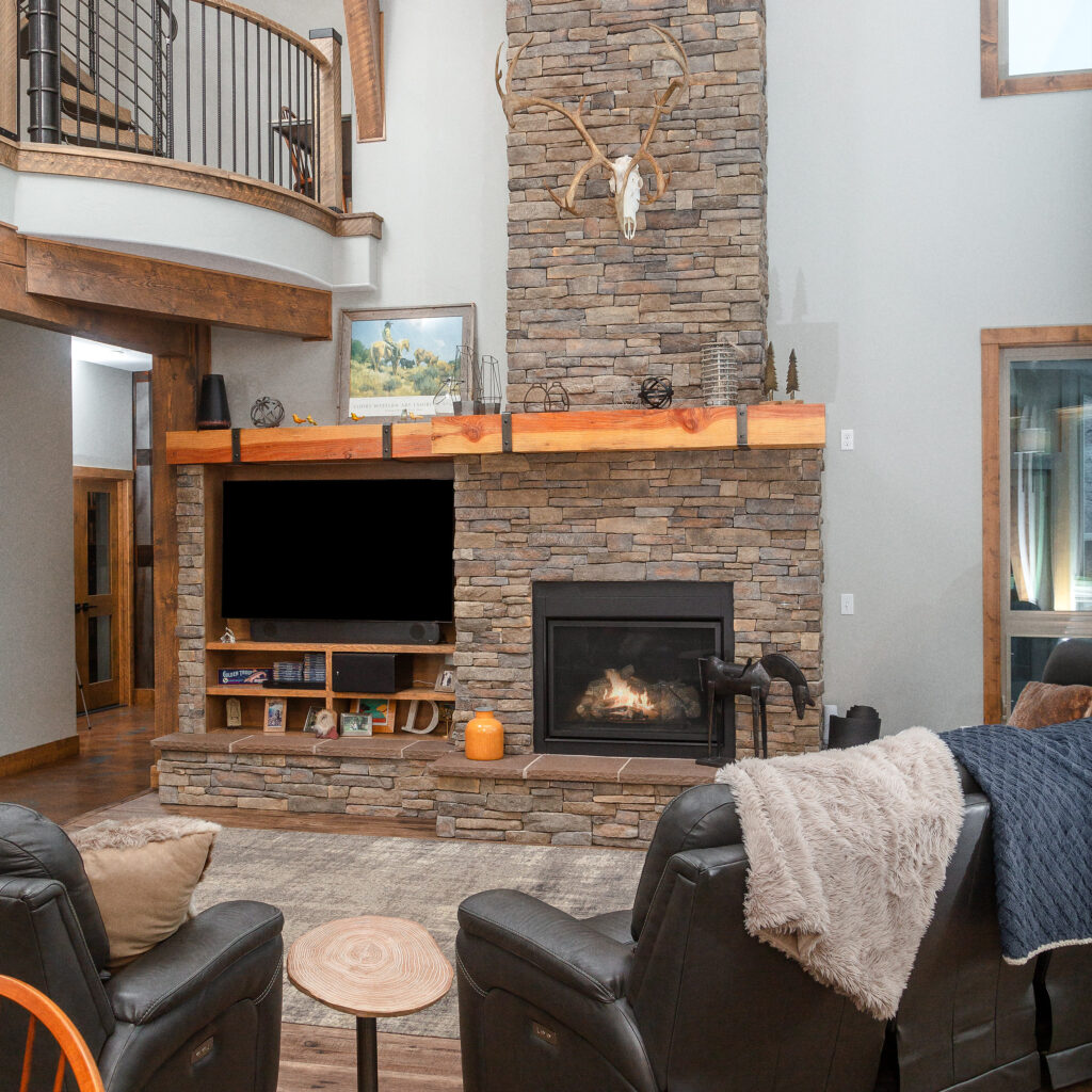 large fireplace in custom home