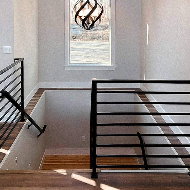 Stairway in modern custom built home in Alaska