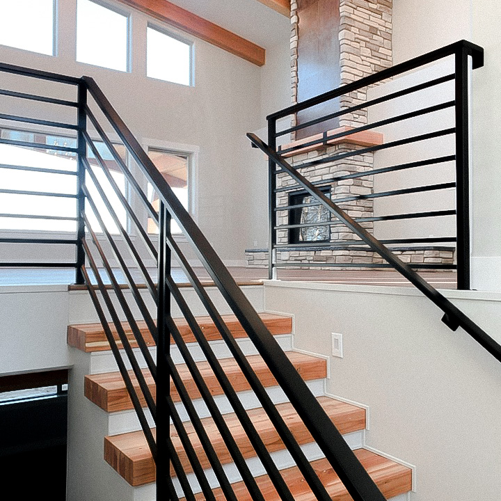Stairway in modern custom built home in Alaska