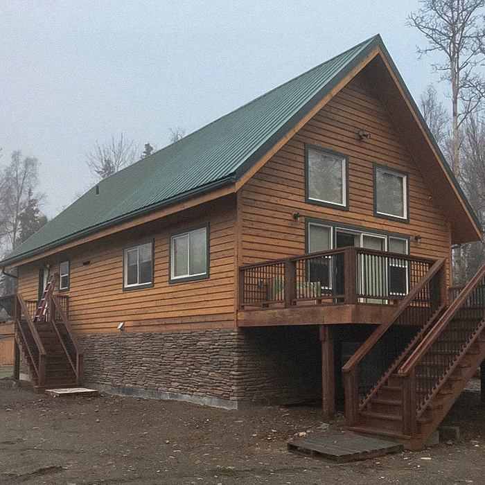 Custom built A-frame home by Falcon Alaska