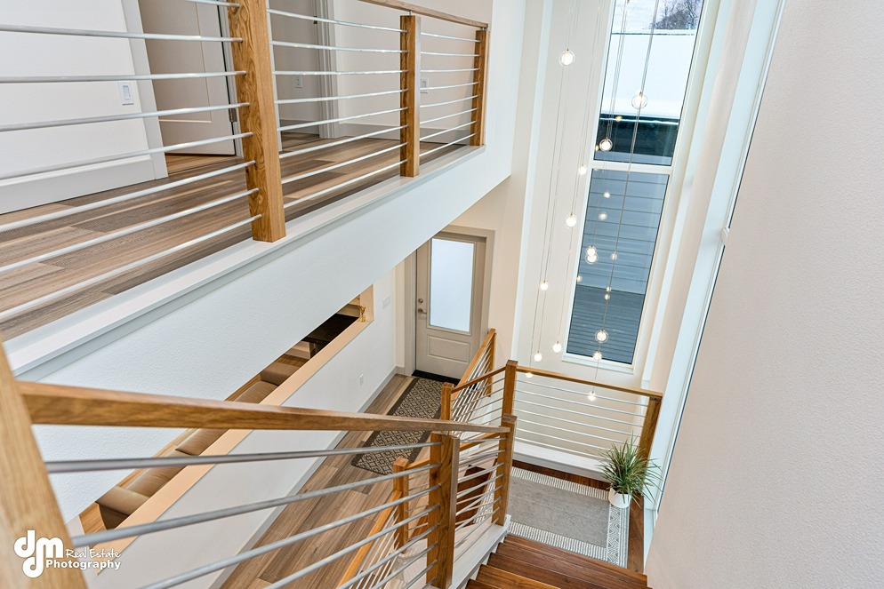 Stairway inside custom home built in Alaska