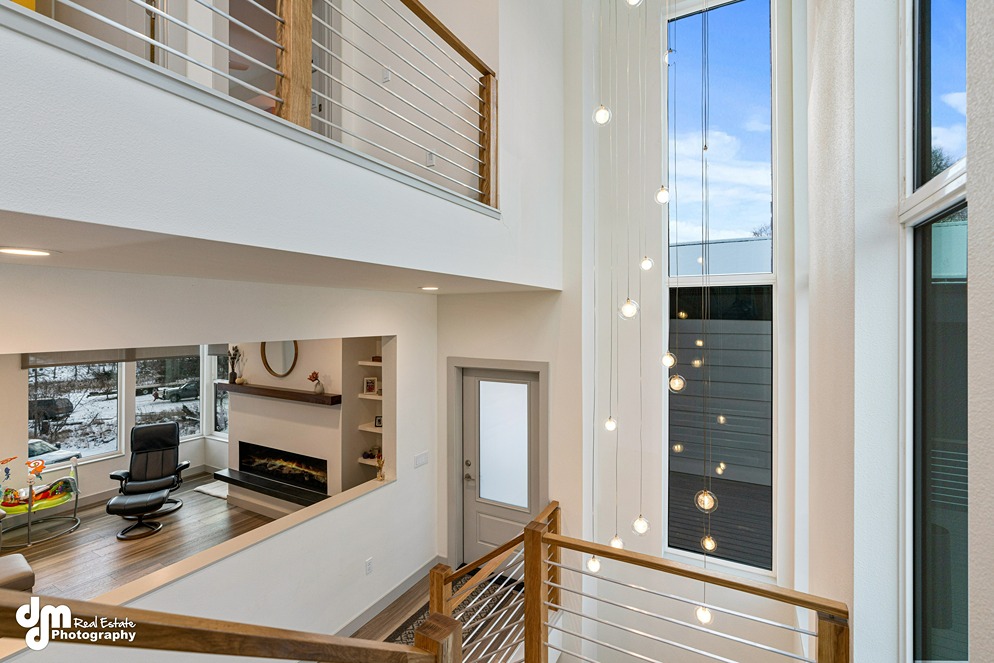 Stairway inside custom home built in Alaska