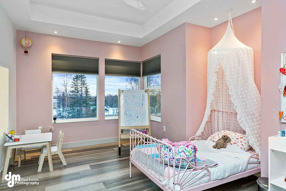 Childs bedroom inside modern custom built house in Alaska