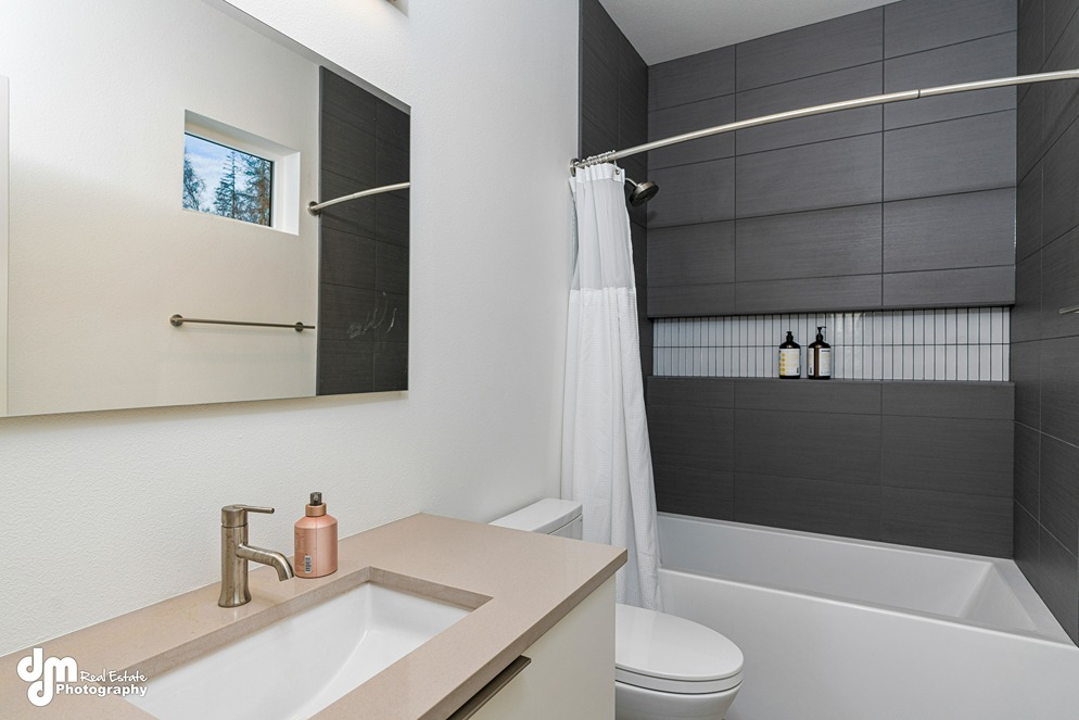 Modern bathroom inside custom built home