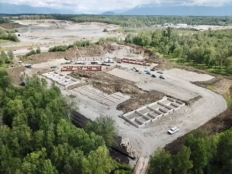 Birds-eye view of concrete & foundation services