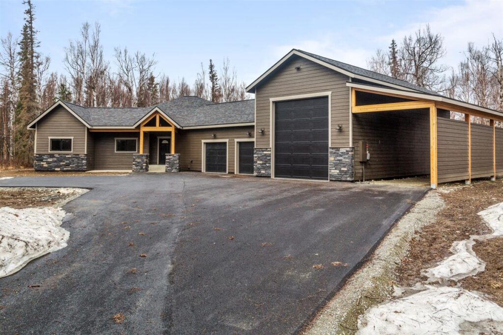 Exterior of custom built home in Eagle River