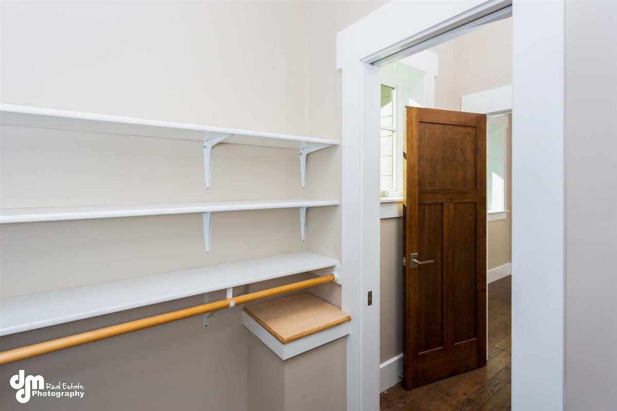 Large walk in closet inside custom built home