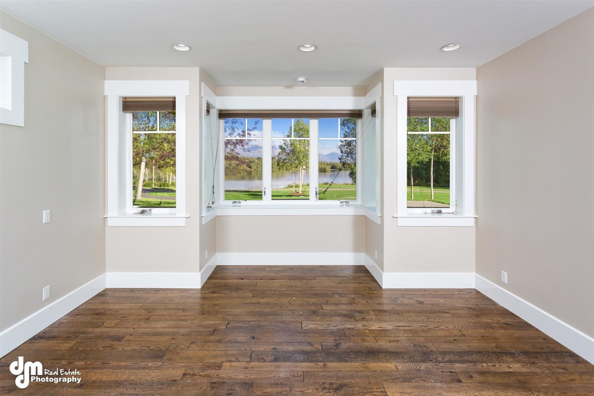 Windows inside custom built home in Alaska