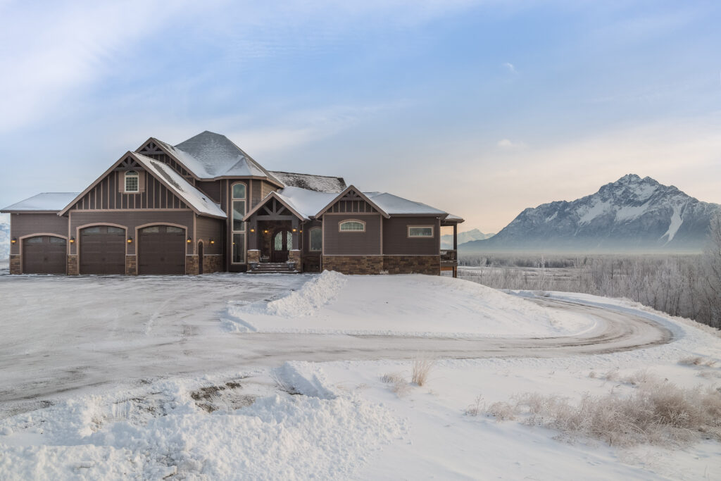 Exterior overlook of entrance to Wasilla Estate
