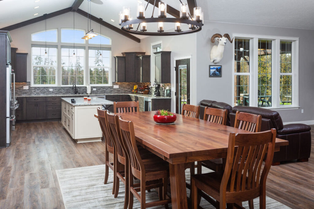 Open concept living and dining room