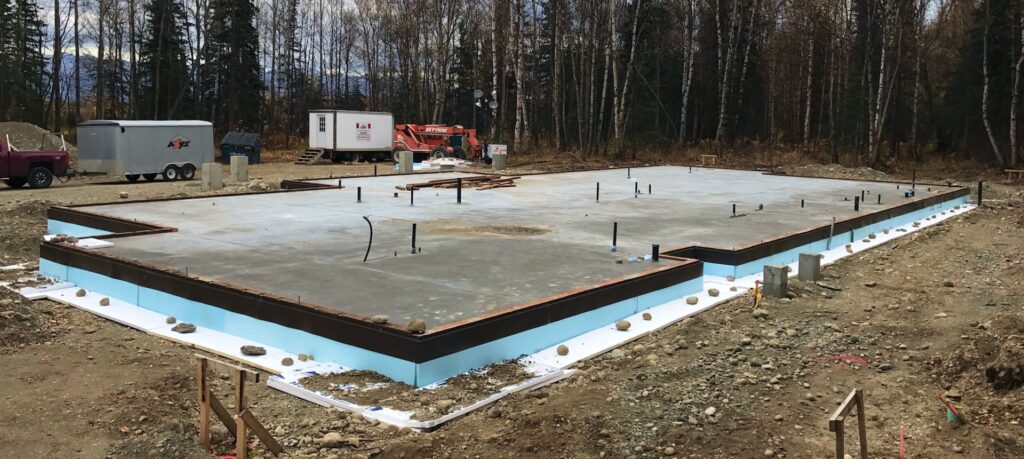 Concrete building foundation in Alaska